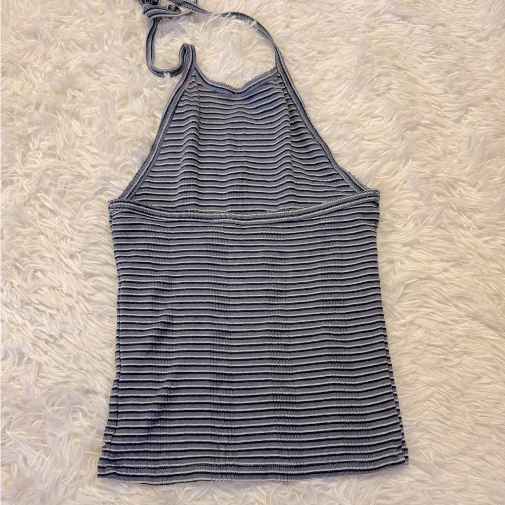 3/20 American Eagle Blue and White Striped Halter Top American Eagle Tank Top - Picture 4 of 5